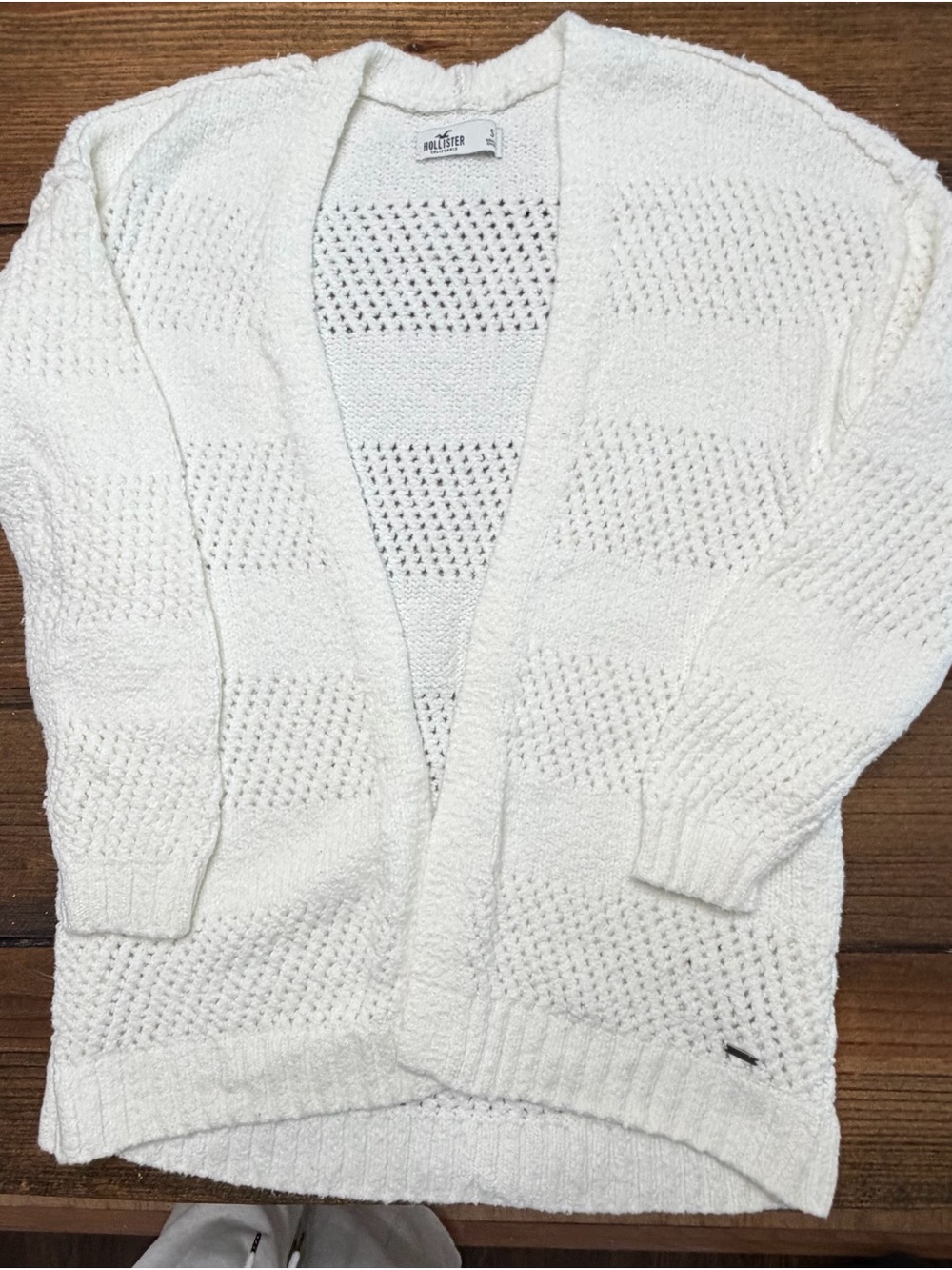 Hollister Open-Front Ivory Knit Cardigan